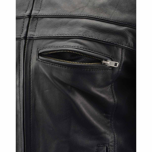 Milwaukee Leather ML1408 Men's Black 'Savage' Sporty Crossover Leather Jacket