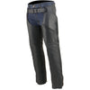 Milwaukee Leather ML1766 Men's Black 3-Pocket Naked Leather Chaps- Thigh Patch Pocket Overpant for Motorcycle Rider