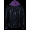 Milwaukee Leather ML2067 Women's 3/4 Black and Purple Leather Hoodie Jacket with Reflective Tribal Design