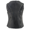 Milwaukee Leather ML2078 Women's Black Naked Leather Motorcycle Rider Vest- Studding Detail with Front Zip Closure