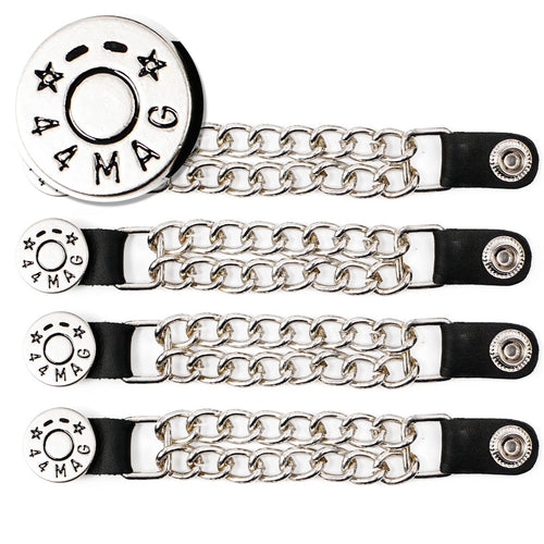 Milwaukee Leather 44-Magnum Dial Vest Extender Double Chrome Chains Genuine Leather 6.5