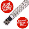 Milwaukee Leather MLA6020SET Iron Cross 4-PCS Vest Extender Double Chrome Chains w/ Genuine Leather 4" Extension