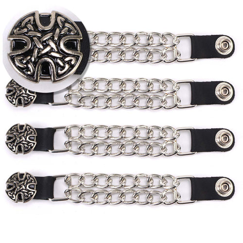 Milwaukee Leather MLA6024SET Celtic Circle 4-PCS Vest Extender Double Chrome Chains w/ Genuine Leather 4