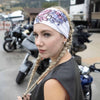 Milwaukee Leather | Bling Designed Wide Headbands-Headwraps for Women Biker Bandana with Heart Lock White - MLA8026