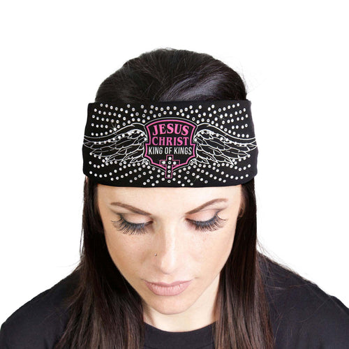 Milwaukee Leather | Bling Designed Wide Headbands-Headwraps for Women Biker Bandana with Jesus Wings- MLA8029