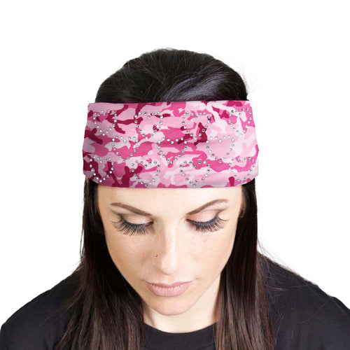 Milwaukee Leather | Bling Designed Wide Headbands-Headwraps for Women Biker Bandana with Pink Camo - MLA8032