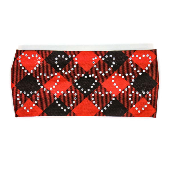 Milwaukee Leather | Bling Designed Wide Headbands-Headwraps for Women Biker Bandana with Plaid Red - MLA8034
