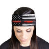 Milwaukee Leather | Bling Designed Wide Headbands-Headwraps for Women Biker Bandana with Red Flag - MLA8036