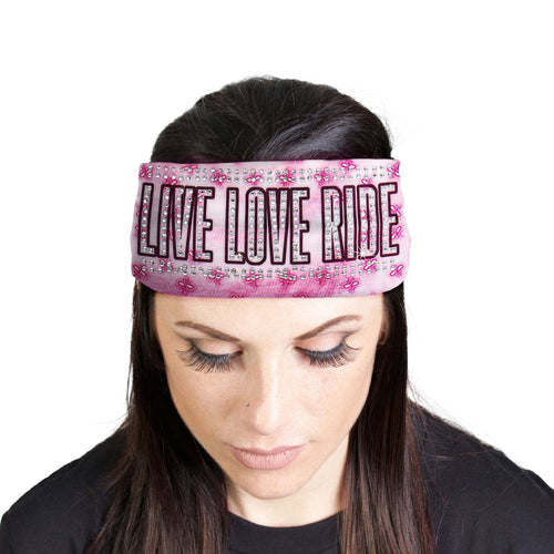 Milwaukee Leather | Bling Designed Wide Headbands-Headwraps for Women Biker Bandana with Live Love Ride - MLA8047