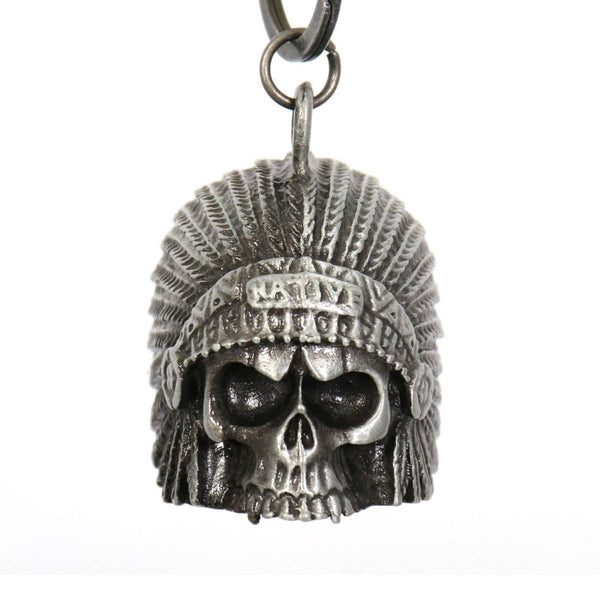 Milwaukee Leather MLB9002 'Native Skull' Motorcycle Good Luck Bell | Key Chain Accessory for Bikers