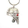 Milwaukee Leather MLB9022 'Beared Red Eye Skull with Helmet' Motorcycle Good Luck Bell | Key Chain Accessory for Bikers