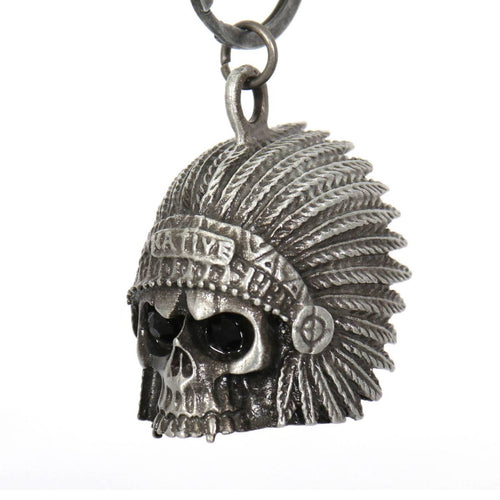 Milwaukee Leather MLB9025 'Native Skull with Black Eyes' Motorcycle Good Luck Bell | Key Chain Accessory for Bikers