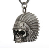 Milwaukee Leather MLB9025 'Native Skull with Black Eyes' Motorcycle Good Luck Bell | Key Chain Accessory for Bikers