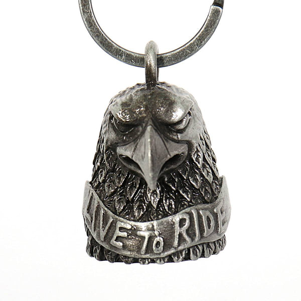 Milwaukee Leather MLB9031 'Eagle Head - Live to Ride' Motorcycle Good Luck Bell | Key Chain Accessory for Bikers