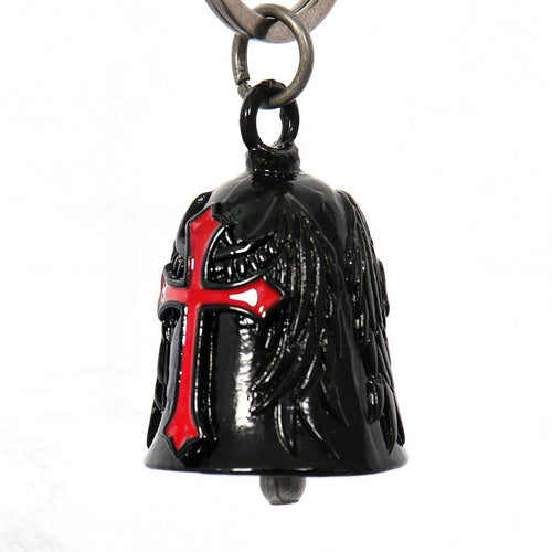 Milwaukee Leather MLB9033 Black 'Red Cross' Motorcycle Good Luck Bell | Key Chain Accessory for Bikers