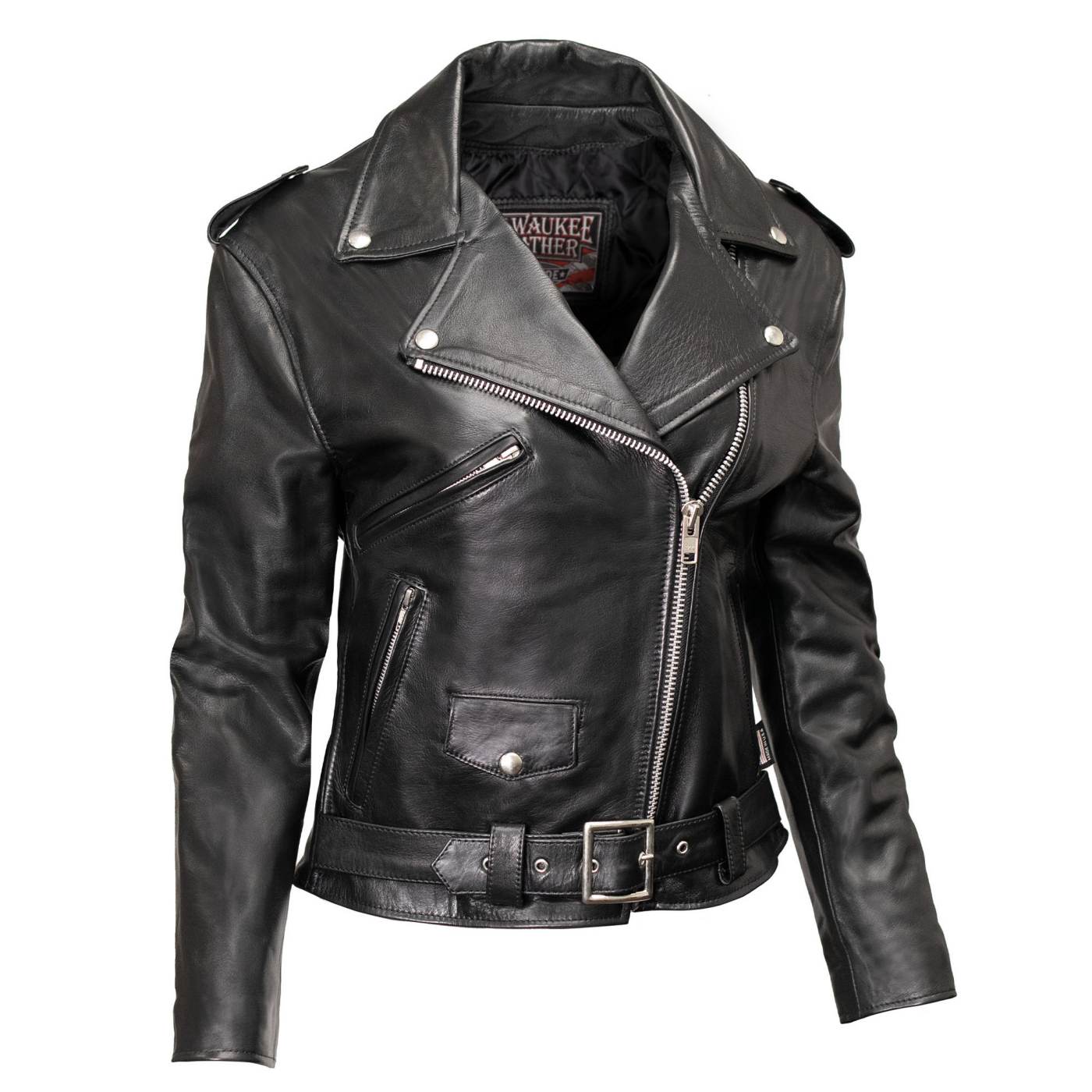 Milwaukee Leather USA MADE MLJKL5004 Women's Black The Flaunt Premium Classic Motorcycle Style Leather Jacket