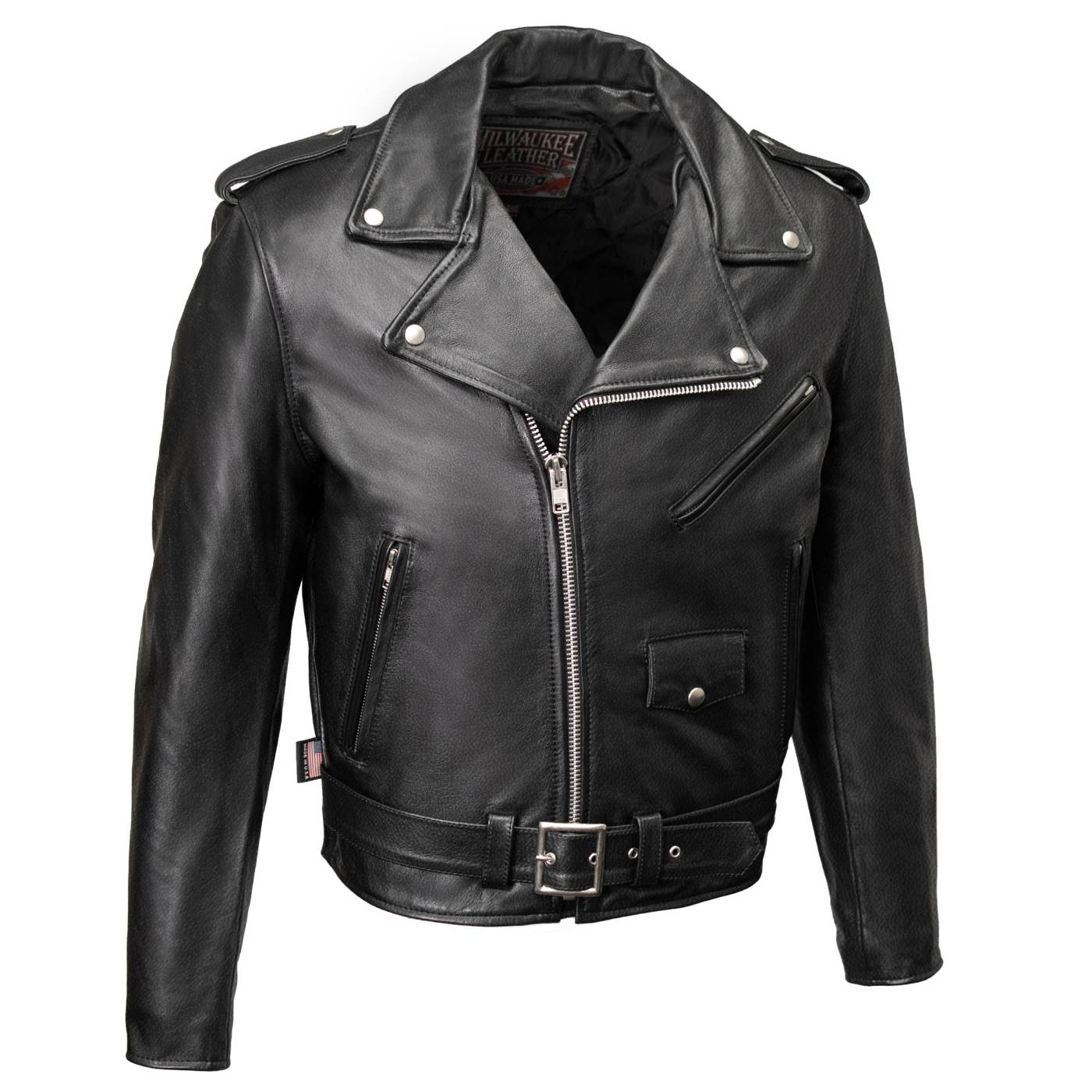 Milwaukee Leather USA MADE MLJKM5009 Men's Black The Dean Premium Leather Throwback Motorcycle Jacket