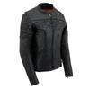 Milwaukee Leather MLL2540 Women's Crossover Black Leather Scooter Jacket Reflective Skull Graphic
