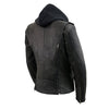 Milwaukee Leather MLL2575 Women's Black Leather Vented Motorcycle Jacket w/ Removable Hoodie