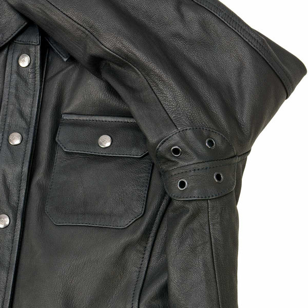 Milwaukee Leather | Black Women's Genuine Leather Shirt Jacket w/ Removable Liner and Reflective Trim - MLL2600