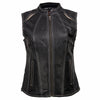 Milwaukee Leather MLL4507 Women's Black Leather Purple Accented Laser Cut Vented Scuba Style Motorcycle Rider Vest