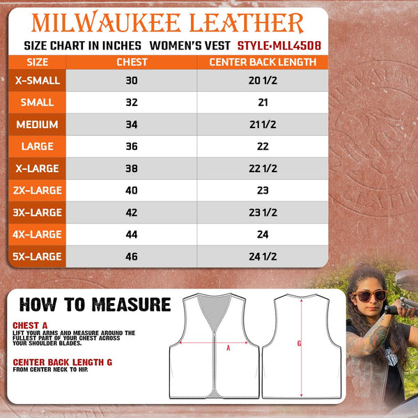 Milwaukee Leather MLL4508 Women's 'Trickster' Vintage Two Tone Crazy Horse Brown and Black Leather Club Style Motorcycle Vest