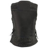 Milwaukee Leather MLL4525 Women's Black Leather Lightweight Lace to Lace Lower Zip Expansion Motorcycle Rider Vest