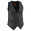 Milwaukee Leather MLL4555 Ladies Black Leather Side Stretch Vest with Zipper Closure