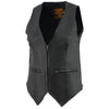 Milwaukee Leather MLL4555 Ladies Black Leather Side Stretch Vest with Zipper Closure
