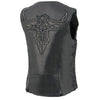 Milwaukee Leather MLL4570 Women's Studded Phoenix Black Leather Motorcycle Biker Vest w/ Embroidery Art