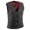 Milwaukee Leather MLL4570 Women's Studded Phoenix Black/Fuchsia Leather Motorcycle Vest w/ Embroidery Art