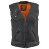 Milwaukee Leather MLL4571 Women's Black Lightweight Motorcycle Leather Vest w/ Crinkled Leather Design