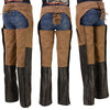 Milwaukee Leather MLL6504 Women's 2-Tone Beige with Black Motorcycle Leather Riding Chaps