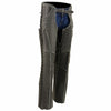 Milwaukee Leather Chaps for Women Distress Grey Premium Skin- Accent Lace Grommet Details Motorcycle Chap- MLL6536
