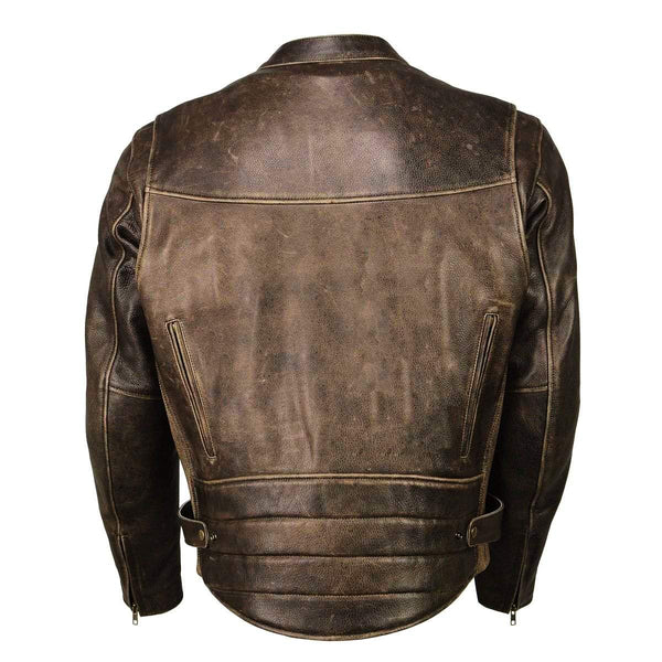 Milwaukee Leather MLM1503 Men's Distressed Brown ‘Racer’ Motorcycle Vented Leather Rider Jacket