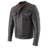 Milwaukee Leather MLM1506 Men's Black Premium Leather Motorcycle Jacket w/ Utility Pockets Cool-Tec Leather Treatement