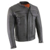 Milwaukee Leather MLM1506 Men's Black Premium Leather Motorcycle Jacket w/ Utility Pockets Cool-Tec Leather Treatement