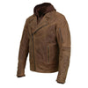 Milwaukee Leather MLM1511 Men's 'Vagabond' Vintage Crazy Horse' Brown Leather Jacket w/ Removable Hoodie