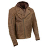 Milwaukee Leather MLM1511 Men's 'Vagabond' Vintage Crazy Horse' Brown Leather Jacket w/ Removable Hoodie