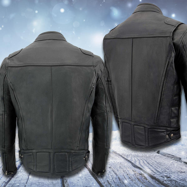 Milwaukee Leather MLM1514SET Men's  All Season Black Premium Leather Motorcycle Jacket w/ Heated and Cool-Tec Technology