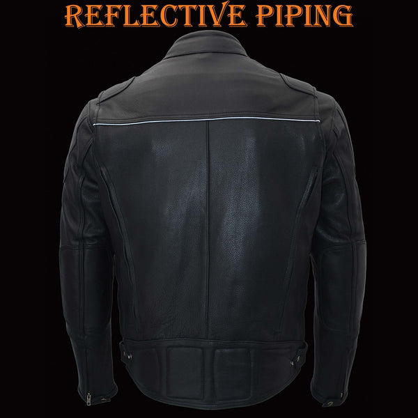 Milwaukee Leather Heated Jacket for Men's Black Cowhide Leather - Motorcycle Vented Jacket for All Seasons MLM1513