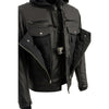 Milwaukee Leather MLM1537 Men's Black Leather ‘Utility Pocket’ Vented Jacket with Removable Hoodie