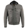 Milwaukee Leather MLM1537 Men's Black Leather ‘Utility Pocket’ Vented Jacket with Removable Hoodie