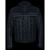 Milwaukee Leather MLM1539 Men's Distressed Grey Leather ‘Utility Pocket’ Vented Jacket with Removable Hoodie