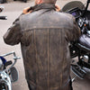 Milwaukee Leather MLM1606 Men's 'Button Down' Distressed Brown Casual Biker Leather Shirt