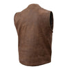 Milwaukee Leather MLM3519 Men's 'Rustler' Vintage Crazy Horse Brown Leather Club Style Motorcycle Vest