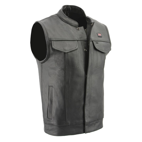 Milwaukee Leather MLM3524SET Men's Black 'All Season' Club Style Motorcycle Leather Vest w/ Heat and Cool-Tec Technology