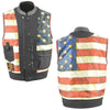 Milwaukee Leather MLM3506 Men's Black Naked Leather Vest - Old Glory Laced Armholes Red Stitching Club Style Vest