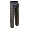 Milwaukee Leather MLM5500 Men's Distress Brown Naked Leather Chaps - Thermal Lined Overpants for Motorcycle Rider