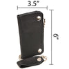 Milwaukee Leather MLW7883 Men's 6” Black Naked Leather Soft Biker Wallet - Bi-Fold Anti-Theft Stainless Steel Chain